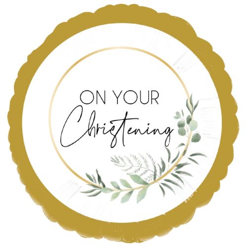Gold Botanical 'On your Christening' Foil Balloon