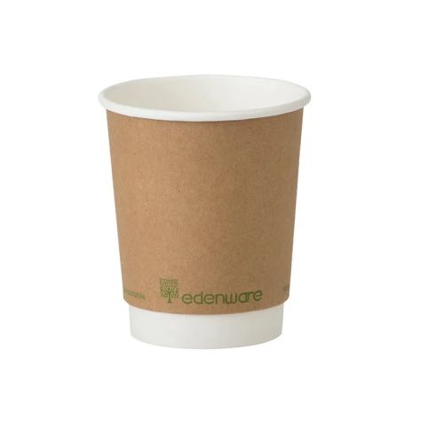 500 x 8oz Compostable Double Wall Hot Drink Cups 