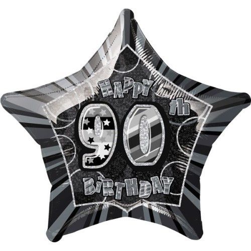 Black And Silver Glitz 90th Foil Balloon