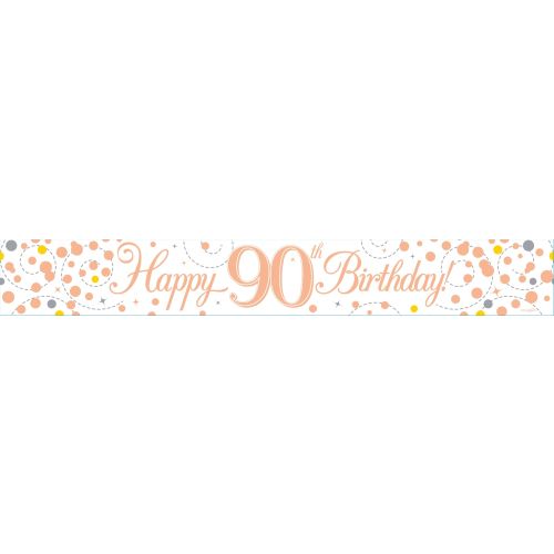 Rose Gold Sparkling Fizz Age 90 Foil Banner