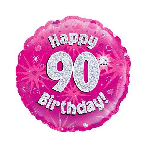 Pink Holographic 90th Birthday Foil Balloon