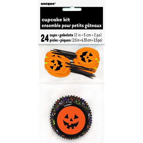 24 x Pumpkin Faces Cupcake Kit