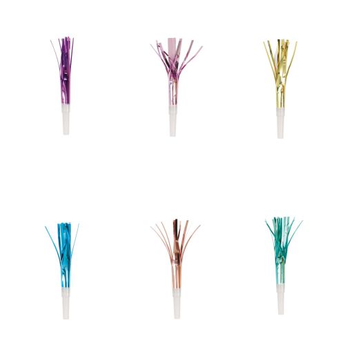 8 x Metallic Fringed Squawker Noisemakers