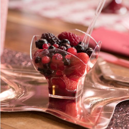 25 x 100ml Clear Plastic Flower Dessert Cup