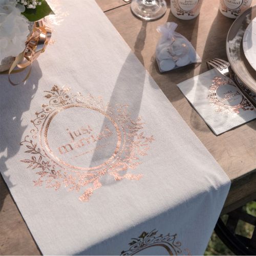 Just Married Rose Gold Print Table Runner 3m Roll