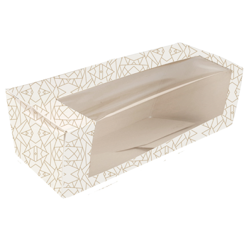 50 x 10" Long Gold Print Rectangular Window Box For Swiss Rolls