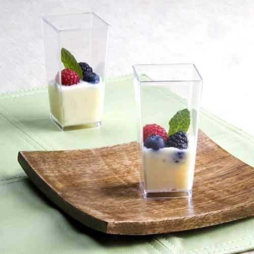 12 x 100ml Tall Clear Square Plastic Verrine Pots