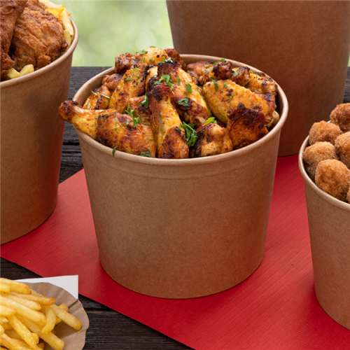 Kraft Brown Cardboard Chicken/Fast Food Buckets & Lids - Multiple Sizes