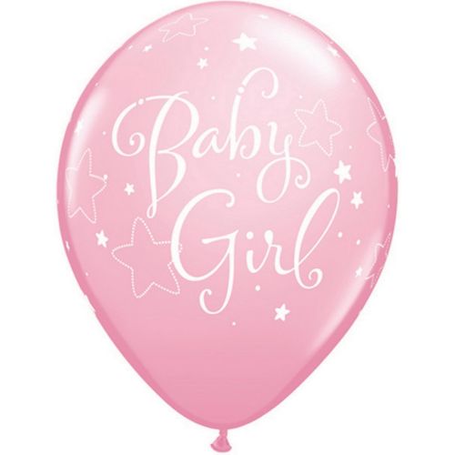 6 x Baby Girl Pink Latex Balloons Pack