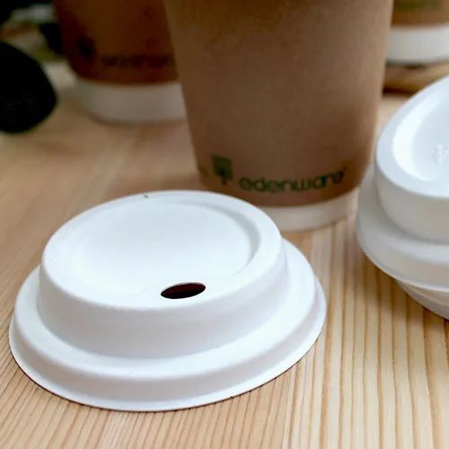 Compostable Bagasse Sip Lid for Hot Drinks Cup (Pack of 100)