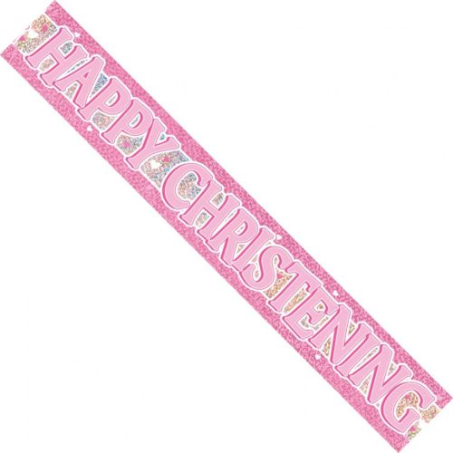 Happy Christening Prismatic Foil Banner