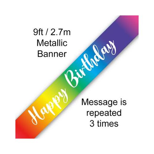 Rainbow Script Happy Birthday Foil Banner
