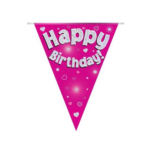 Pink Holographic Happy Birthday Foil Bunting