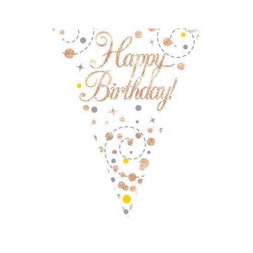 Rose Gold Sparkling Fizz Happy birthday Foil Bunting