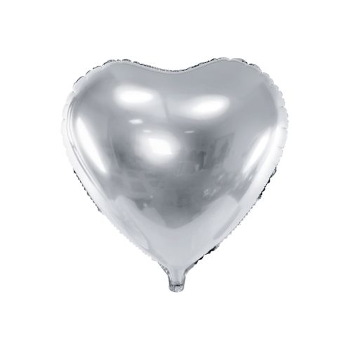 24" Silver Heart Shaped Foil Balloon