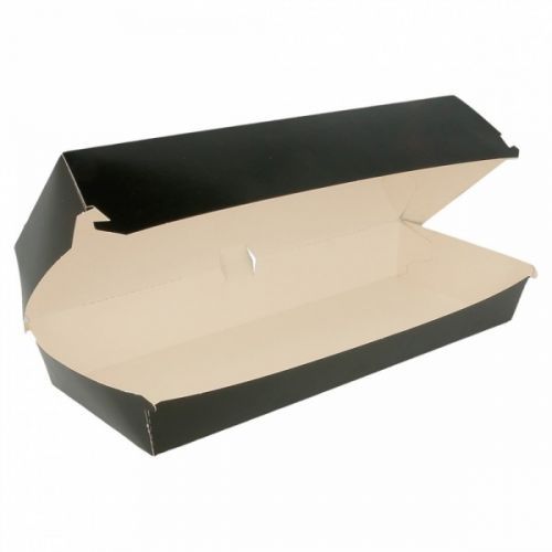 50 x Black Card Extra Long Clamshell Food Boxes