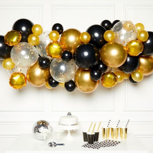 Black, Gold & Silver DIY Garland Balloon Kit