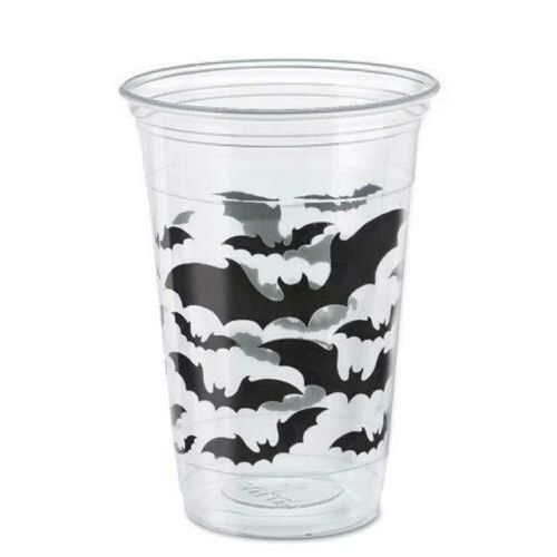 8 x Halloween Black Bats Plastic Cups