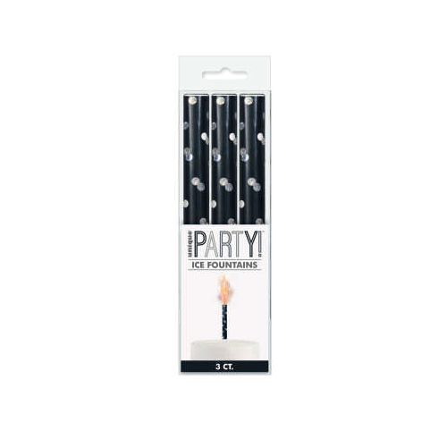 3 Black Ice fountain Firework Candles