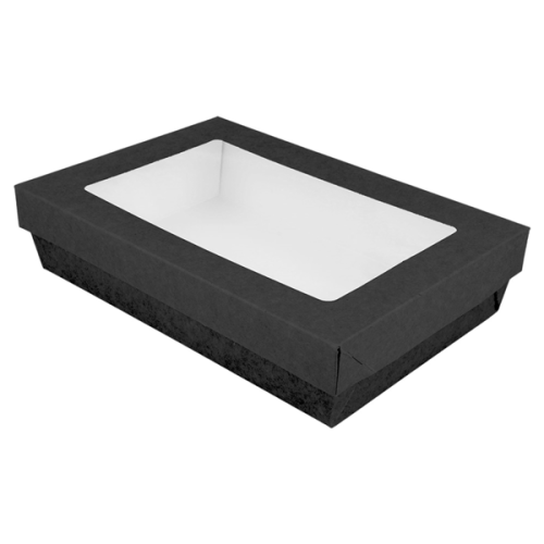 50 x Rectangular Black Kray Food Boxes and Lids