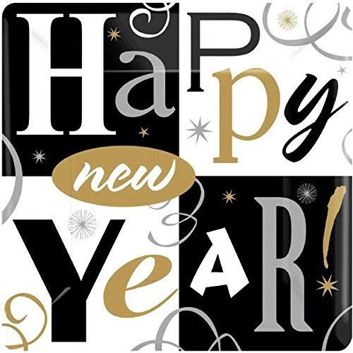 8 x Happy New Year Block Party Square Plates
