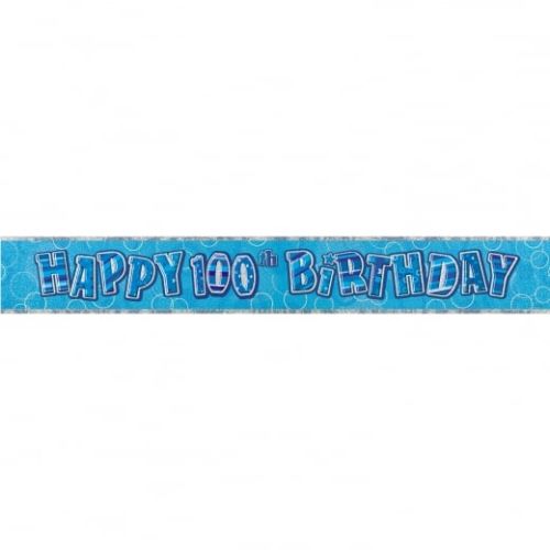Blue Glitz 100th Birthday Foil Banner