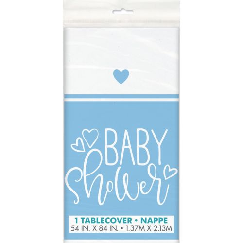 Blue Hearts Baby Shower Tablecover