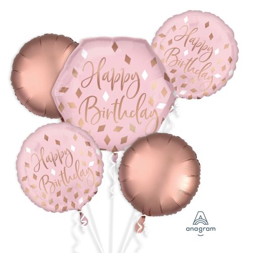 Blush Birthday Foil Balloon Bouquet Set