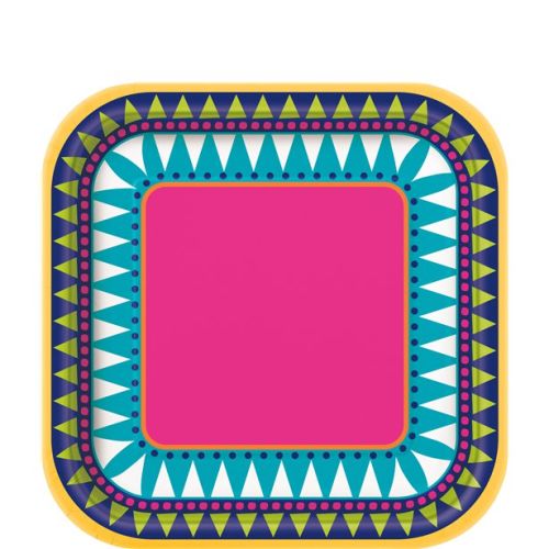 10 Boho Fiesta 7" Square Paper Plates