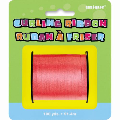 Small 100yd Matte Colour Curling Ribbon Reels-Red