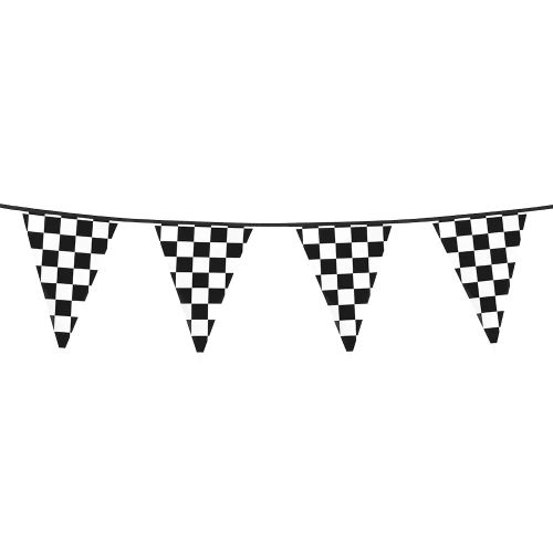 Black Checked Plastic Pennant Bunting
