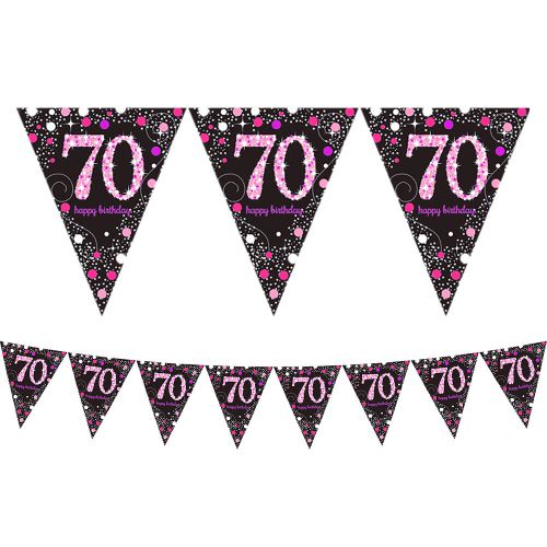 70th Birthday Pink Celebration Pennant Bunting