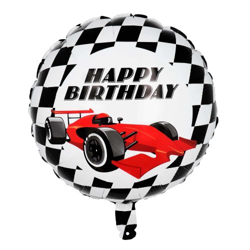 Black Checked Racing Car Happy Birthday Foil Balloon  