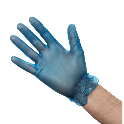 100 x Medium Non-Powdered Blue Vinyl Disposable Gloves
