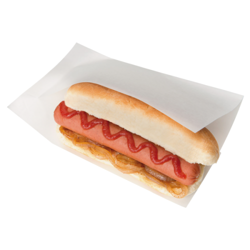 100 x White 2 Sides Open Long Greaseproof Paper Hotdog Bags 