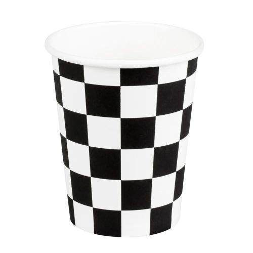 10 x Black Checked Paper Cups 