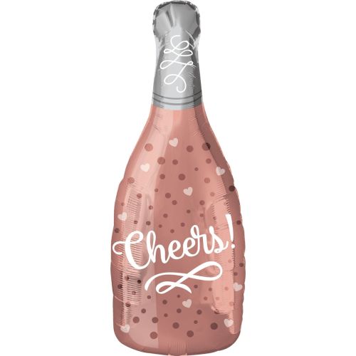 Cheers Rose Gold Bottle Junior Shape Foil Balloon