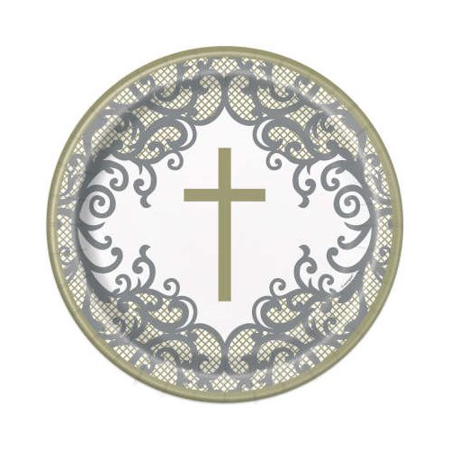 8 Fancy Gold And Silver Communion Paper Plates
