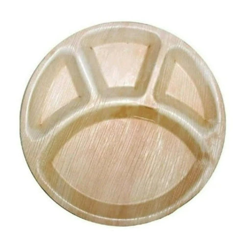 25 x Round 12" 4 Compartment Biodegradable Palm Leaf Plates