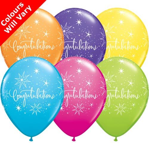6 x Congratulations Assorted Latex Balloons Pack