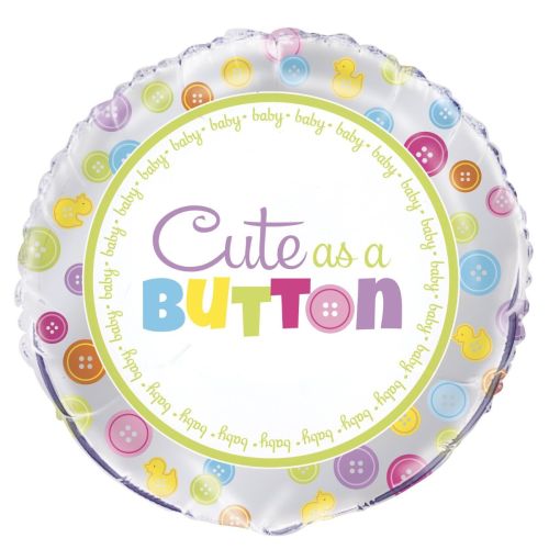Cute As A Button Baby Foil Balloon