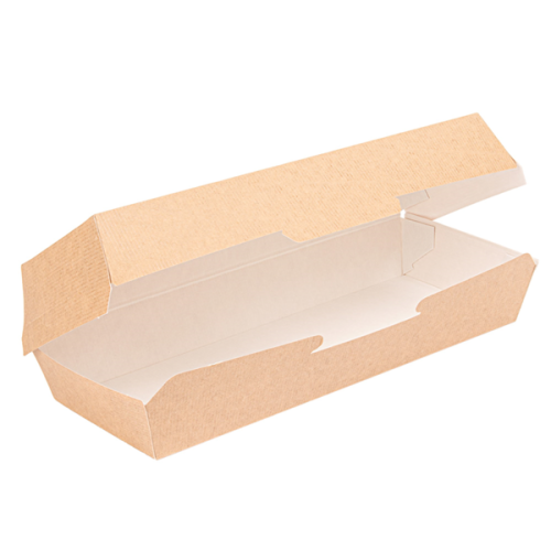 50 x Kraft Brown Card Extra Long Clamshell Food Boxes