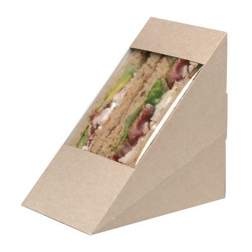 500 x Colpac Kraft Brown Deep Fill Biodegradable Sandwich Wedges