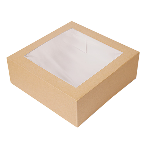 50 x Square 12 x 12 x 3" Kraft Brown Windowed Cake Boxes