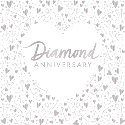 16 x Diamond Anniversary Foil Stamped Napkins