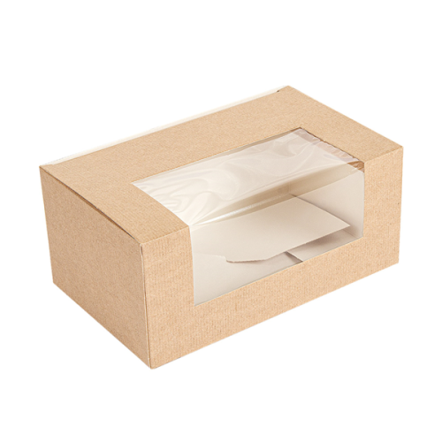 50 x Kraft 5" Rectangular Windowed Cake Boxes