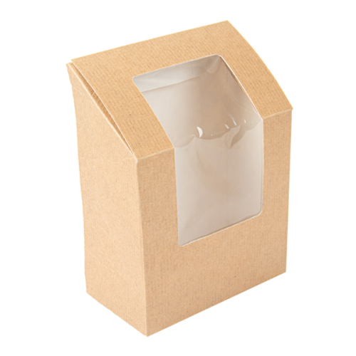 100 x Kraft Brown Tortilla Boxes With Window
