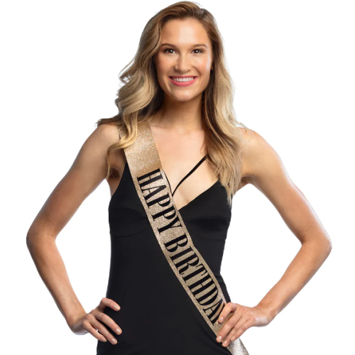 Gold "Happy Birthday" Sash