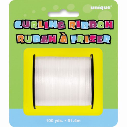 Small 100yd Matte Colour Curling Ribbon Reels-White