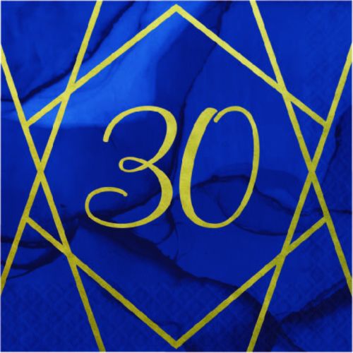 16 x Navy & Gold Geode 30th Birthday Napkins